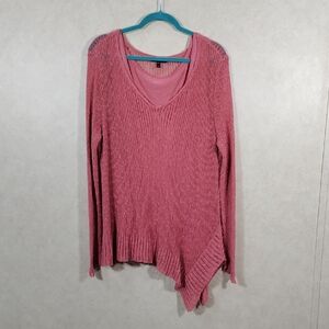 01110 Eileen Fisher dark peach two piece linen sweater with silk tank XL